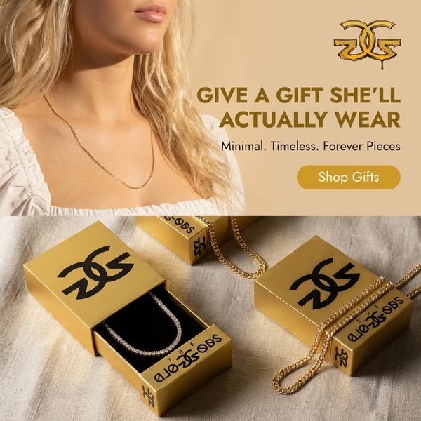 This ad promotes jewelry from The Logods as ideal gifts that will actually be worn, emphasizing their timeless design.