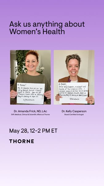 This ad promotes a live Q&A session on Reddit focused on women's health. Two doctors affiliated with Thorne are 
