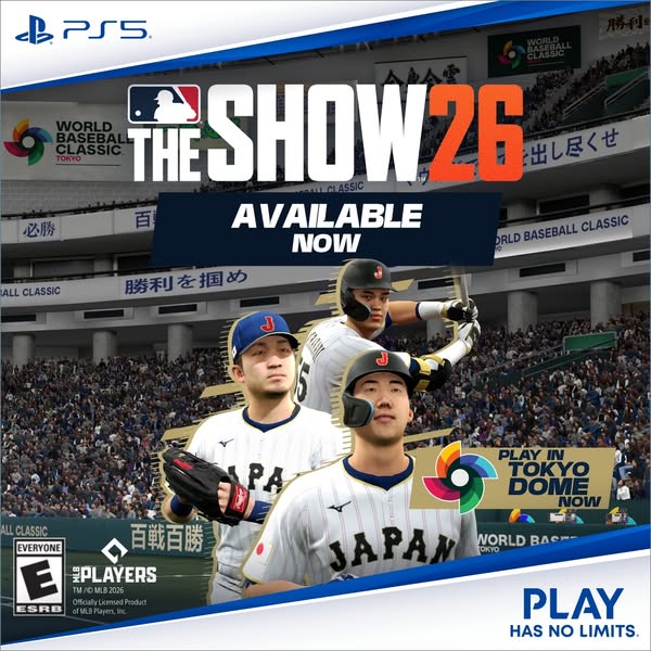 The ad promotes the video game MLB The Show 26 for Playstation 5. It highlights the World Baseball Classic and encourage