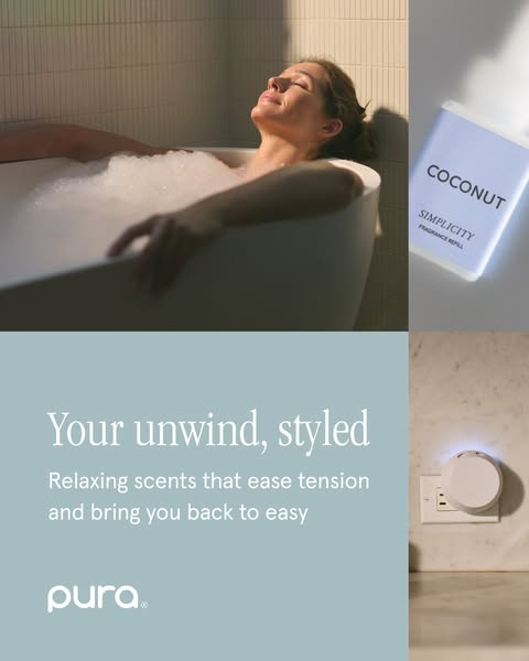 This ad for Pura focuses on the relaxing and stylish experience their product provides. It features a woman enjoying a b