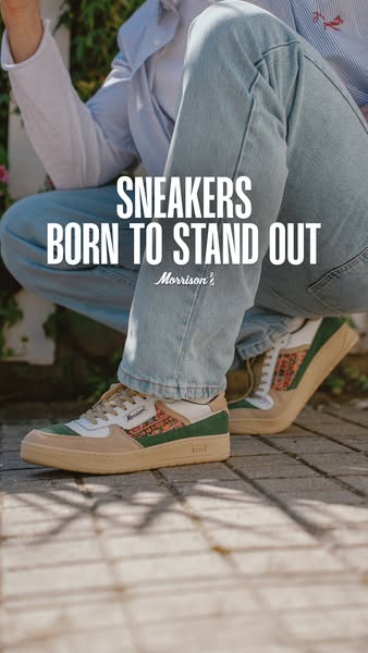 This image ad is for Morrison sneakers, highlighting a specific model with mixed materials and emphasizing the brand'