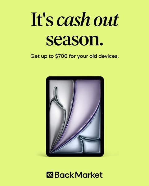 This image ad for Back Market promotes the opportunity to sell old devices for up to $700. The ad features a stylized im