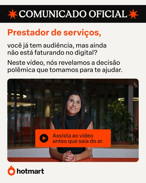 This image ad from Hotmart targets service providers who have an audience but are not yet making money digitally. It pro