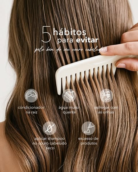 An image ad listing 5 habits to avoid in order to care for your hair.