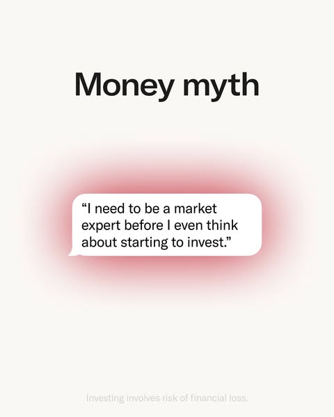 This ad challenges the common misconception that one needs to be a market expert before starting to invest, aiming to lo