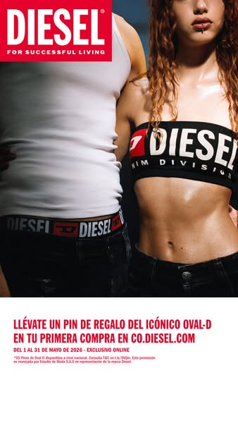 This ad from Diesel features two models, one wearing a Diesel branded tube top and the other wearing Diesel branded unde