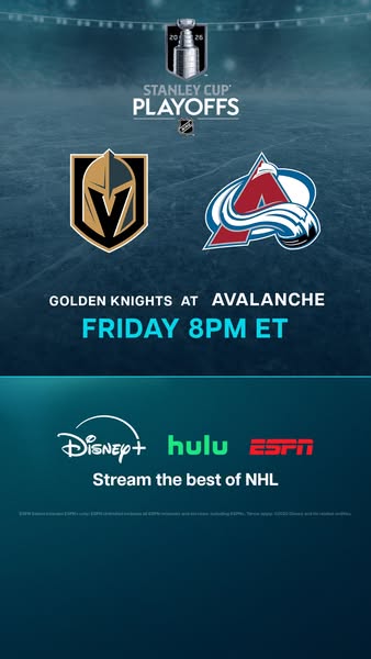 This ad promotes the NHL Stanley Cup Playoffs streaming on Disney+, Hulu, and ESPN.