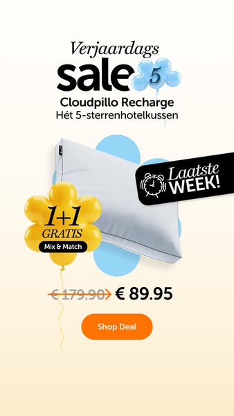 This image ad for Cloudpillo Recharge promotes a birthday sale with a limited-time 1+1 offer. The ad highlights the Clou