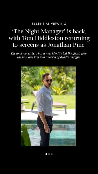 This image ad promotes the return of 'The Night Manager' with Tom Hiddleston.