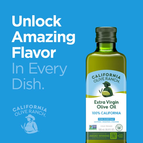 This ad for California Olive Ranch highlights the flavor of its olive oil and encourages consumers to scan the QR code.