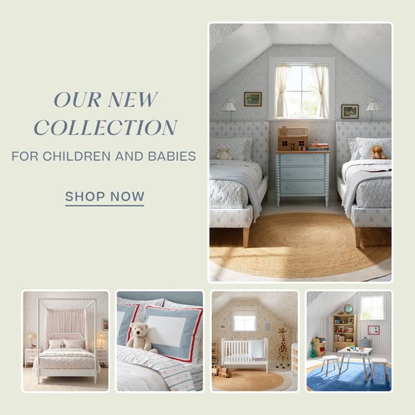 Ad for children's and baby's furniture and decor that features a collection of room decor.