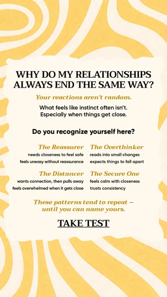 This ad poses a question about why relationships always end the same way, then offers a quiz to help the viewer identify