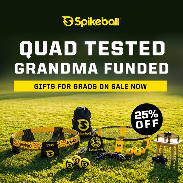 This image ad for Spikeball highlights the brand's playfulness and quality, suggesting it as a perfect gift for grad