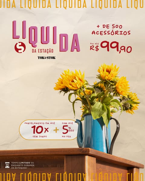 An ad from Tok&Stok promoting a sale on over 500 accessories. It features a floral arrangement as the focal point an