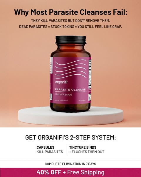 This image ad for Organifi's Parasite Cleanse uses educational messaging to set it apart from other parasite cleanse