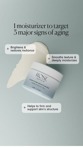 This ad for Rose Ingleton MD features a moisturizer and discusses its ability to target signs of aging. The ad contains 