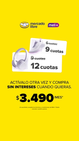 This image ad promotes Mercado Libre's Meli+ subscription service, highlighting the ability to purchase items in int