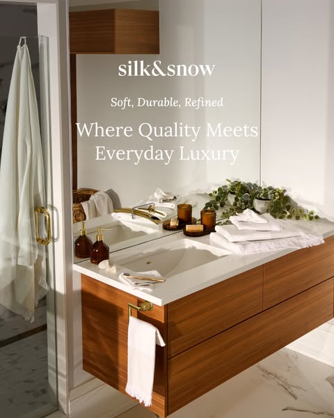 This ad showcases Silk & Snow's commitment to luxury and quality. The ad features a bathroom setting, highlighti