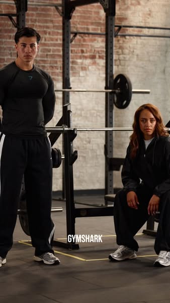 This ad features two athletes in Gymshark activewear standing in a gym. The ad emphasizes the brand and the people who w