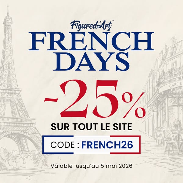 This ad promotes a site-wide sale event for a brand called Figured'Art, known as French Days, offering 25% off with 