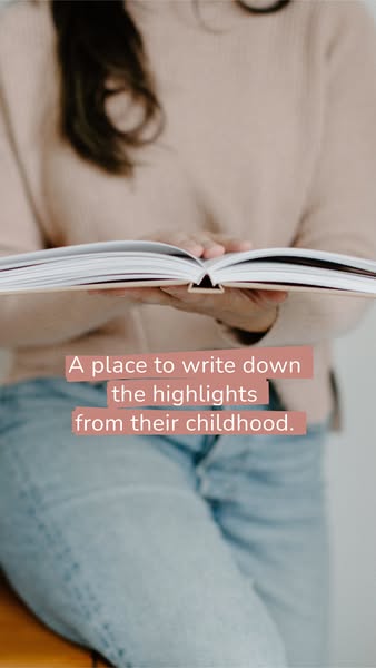 This ad shows a woman holding a book open with the text overlayed on the image that this is a place to write down highli