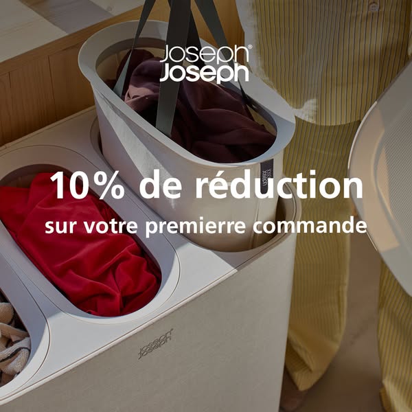 This ad features a modern laundry system with a discount offer on the first order.