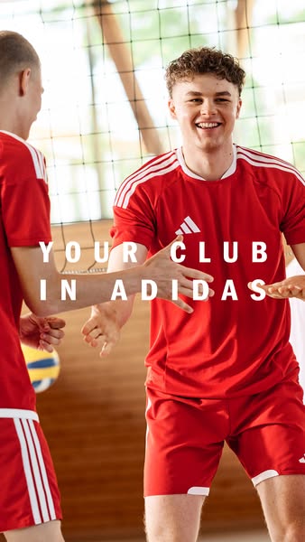 The ad features two young male athletes in Adidas apparel, set in a gymnasium. It aims to promote the idea of outfitting