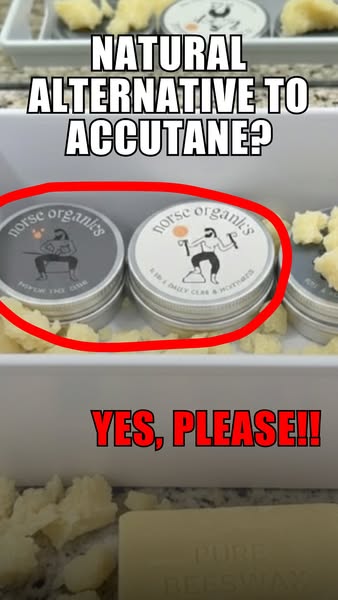 This ad highlights a natural alternative to Accutane, showcasing Norse Organics products.