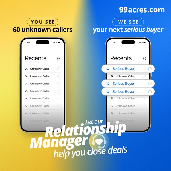 The ad compares what the user sees (60 unknown callers) versus what the company sees (your next serious buyer). The ad i