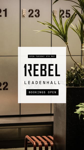 A minimalist image ad for Rebel Leadenhall fitness studio.
