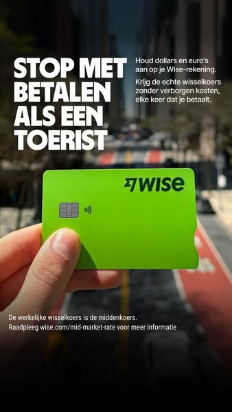 This image ad for Wise promotes the Wise card as a way to avoid tourist fees when paying in other countries. The ad feat