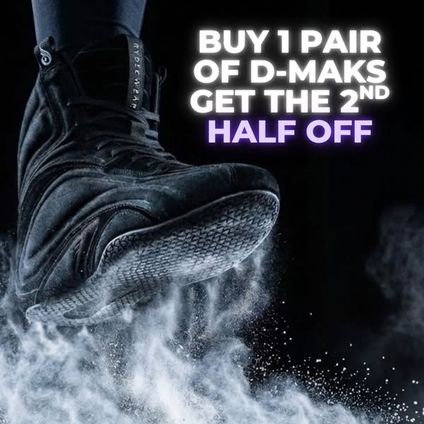 This ad promotes Ryde D-Maks shoes with an offer to buy one pair and get the second half off.