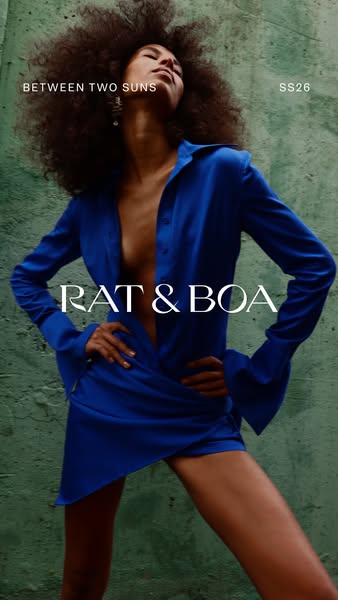 This ad is for Pat & Boa. It shows a woman wearing one of their dresses from the SS26 collection.