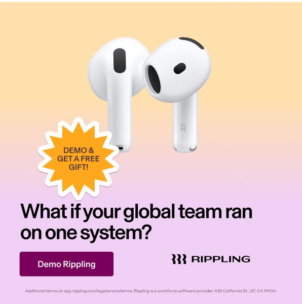 This image ad promotes Rippling, a workforce software provider, by highlighting the benefit of having a global team oper