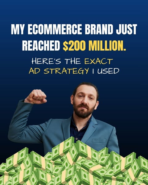 This ad features an entrepreneur who claims to have reached $200 million with his e-commerce brand. He is offering to sh