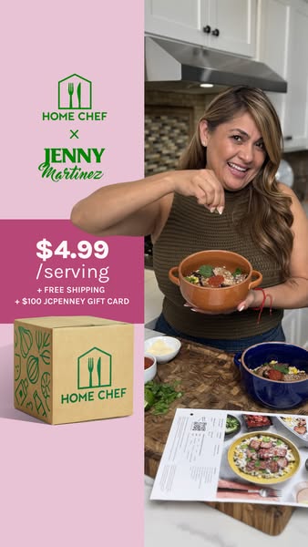 This image ad for Home Chef features Jenny Martinez preparing a meal. The ad emphasizes the convenience and value of the