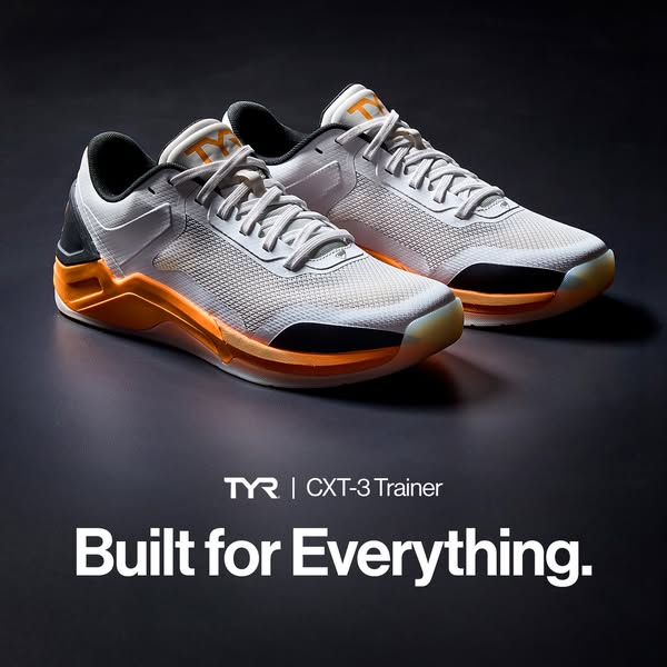 This ad features TYR's CXT-3 Trainer shoes. The ad showcases the shoes in a visually appealing manner, emphasizing t