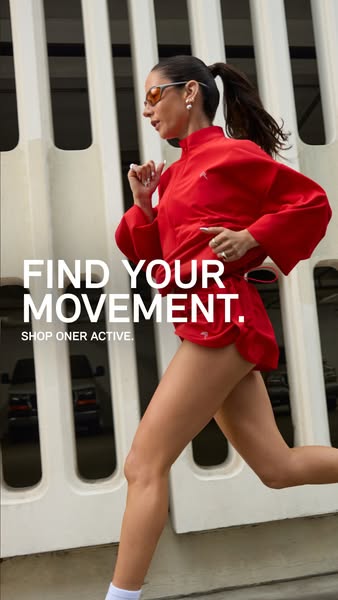 This image ad for Oner Active features a woman running in activewear. The ad encourages viewers to find their movement a