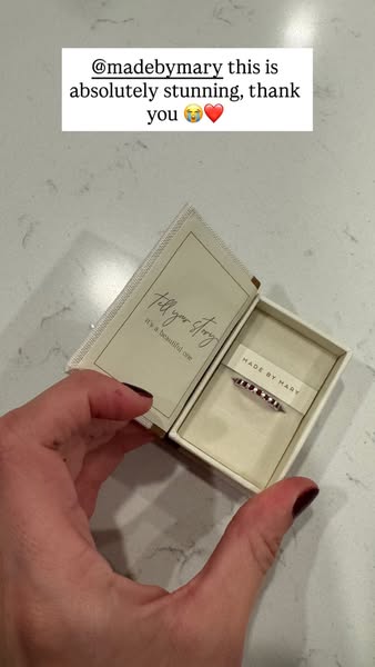 This ad shows a testimonial from a customer about a ring from Made by Mary. The customer thinks the ring is absolutely s