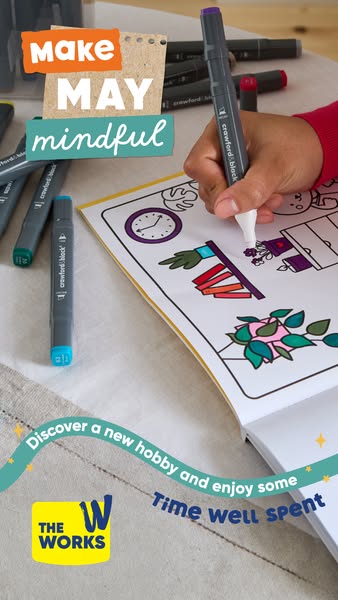 This ad showcases the brand The Works and encourages viewers to enjoy being mindful with arts and crafts. The ad feature