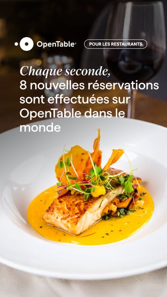 This image ad for OpenTable is intended for restaurants and boasts that 8 reservations are made every second on OpenTabl