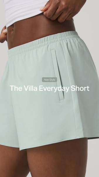 A close up of a person wearing mint shorts. The copy indicates that they are a new style, and the product name is "