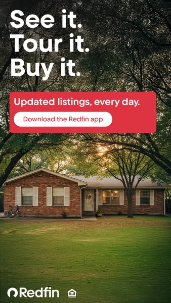 This image ad for Redfin aims to attract potential home buyers or renters by highlighting the ease of finding properties