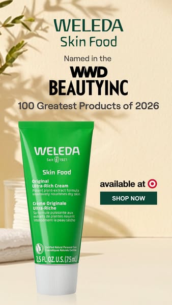 This ad promotes Weleda Skin Food, highlighting its recognition as one of the 100 greatest products of 2026 by WWD BEAUT