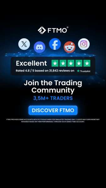 This ad for FTMO uses social proof to encourage users to join the trading community. It highlights the company's exc