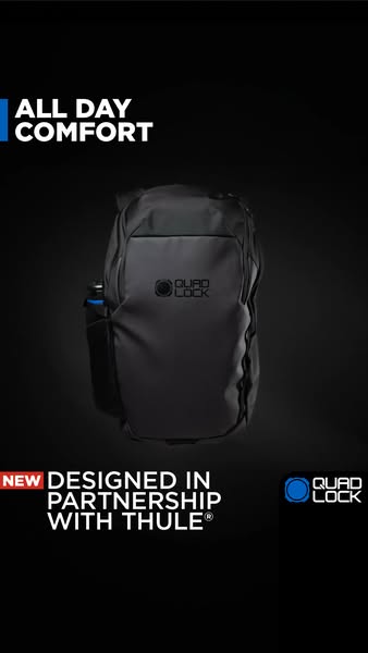 This image ad highlights the all day comfort of the new Quad Lock backpack designed in partnership with Thule.