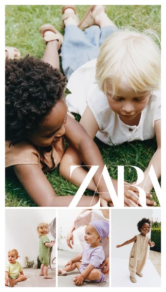 An image ad for ZARA featuring children's clothing.