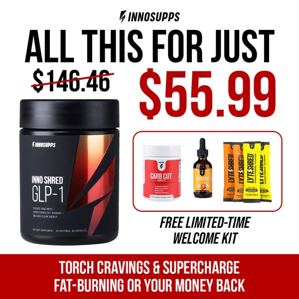 This image ad promotes Inno Supps products, specifically highlighting a limited-time welcome kit. It emphasizes fat burn