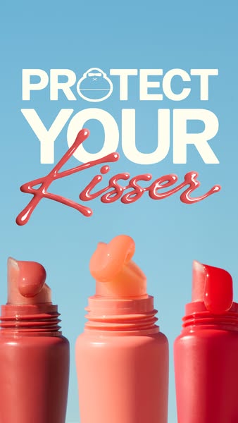 This image ad is for a lip product, the ad features the product with the headline "PROTECT YOUR KISSER", imply