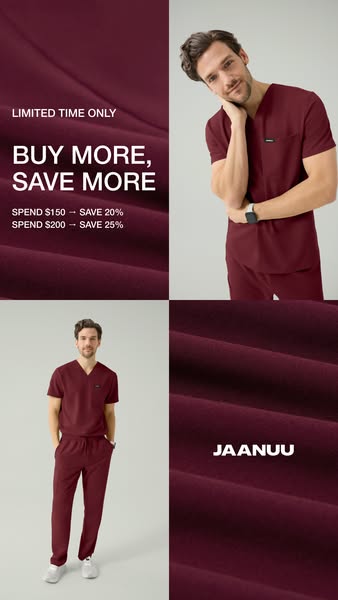 The ad highlights a limited-time offer from Jaanuu, encouraging customers to buy more to save more on their scrub purcha